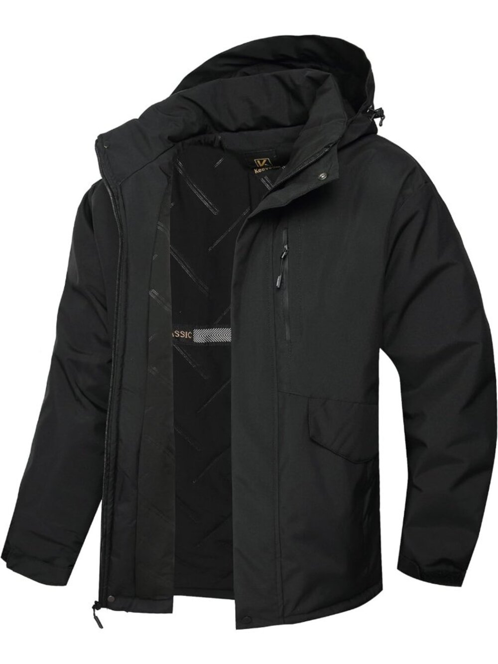 Men's Waterproof Winter Coat - Warm Hooded Snow Jacket, Windproof Ski